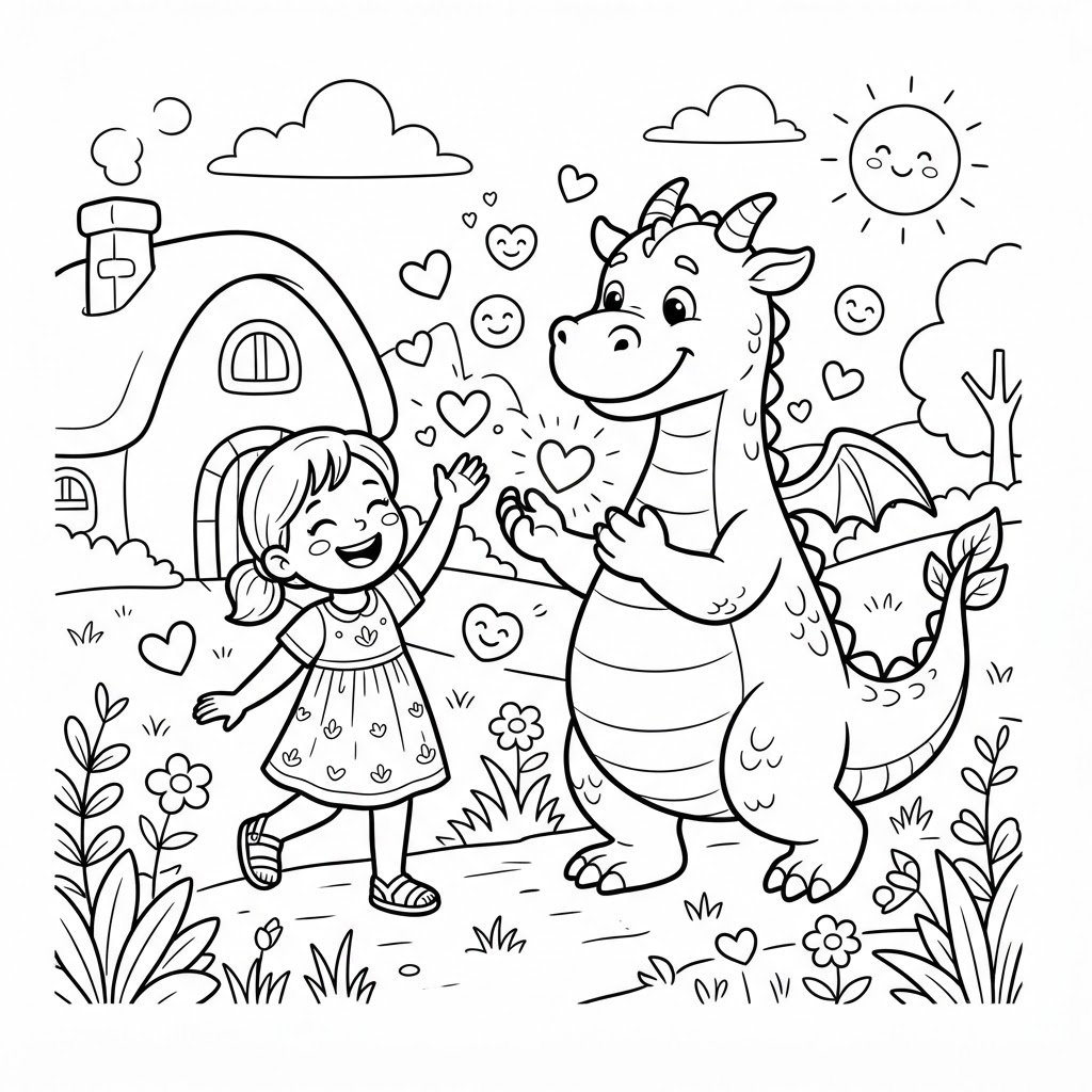 Preview of The Dragon Who Collected Smiles Coloring Page