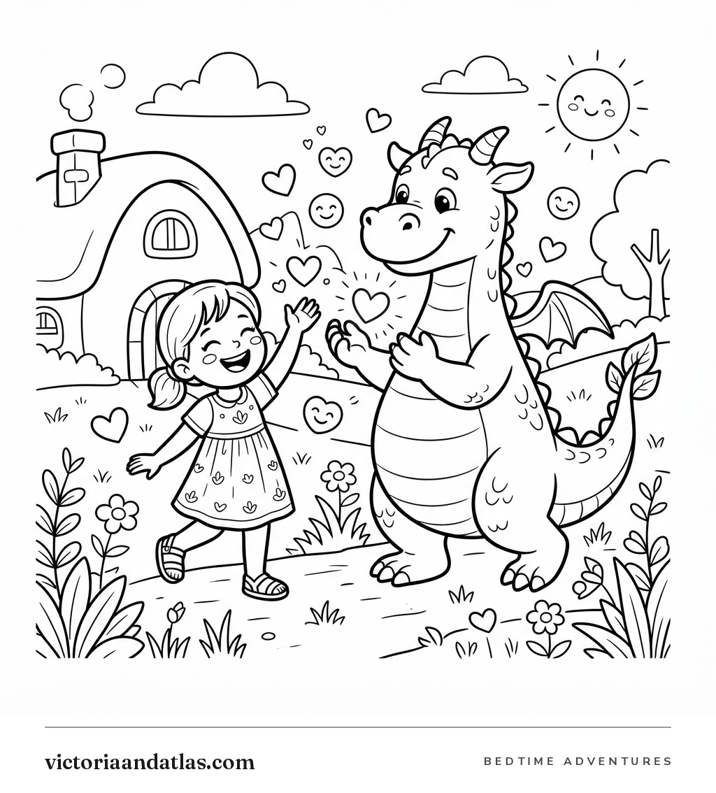 Preview of The Dragon Who Collected Smiles Coloring Page