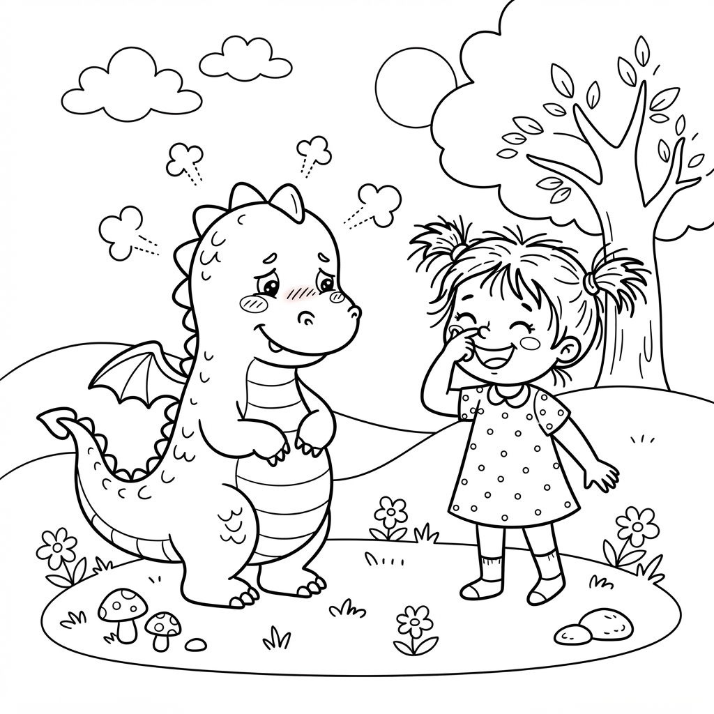 Preview of The Dragon with the Terrible Toots Coloring Page