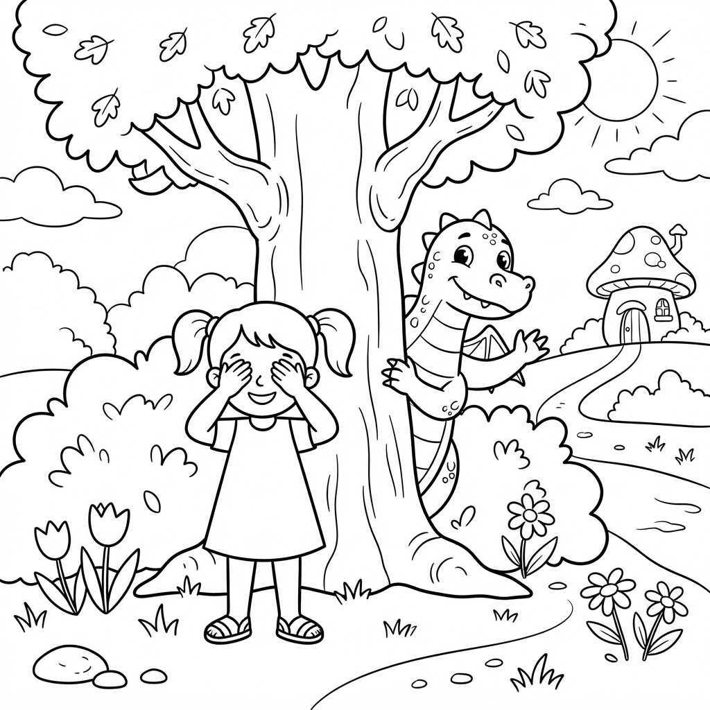 Preview of The Great Game of Hide-and-Seek Coloring Page