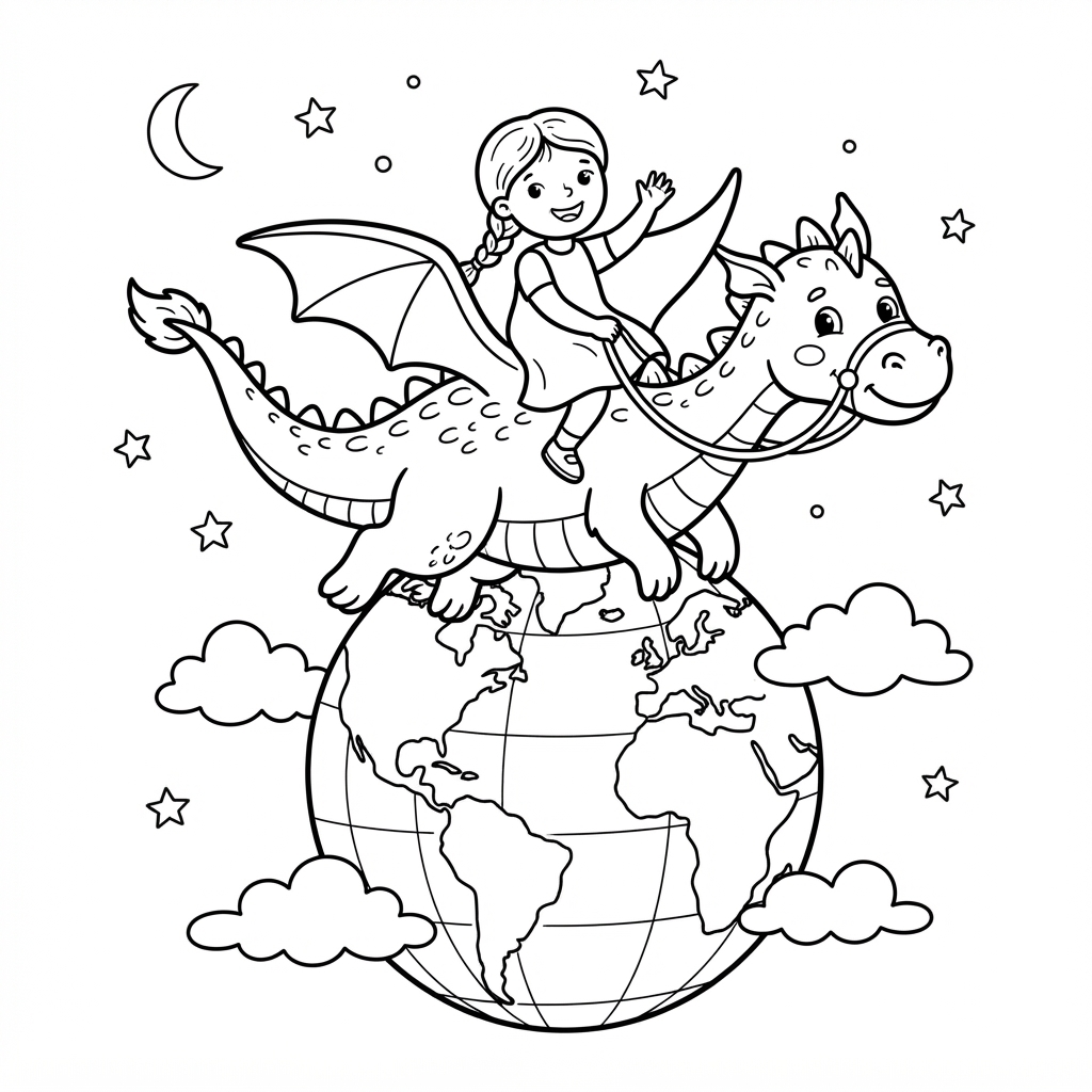 Preview of The Journey Around the World Coloring Page