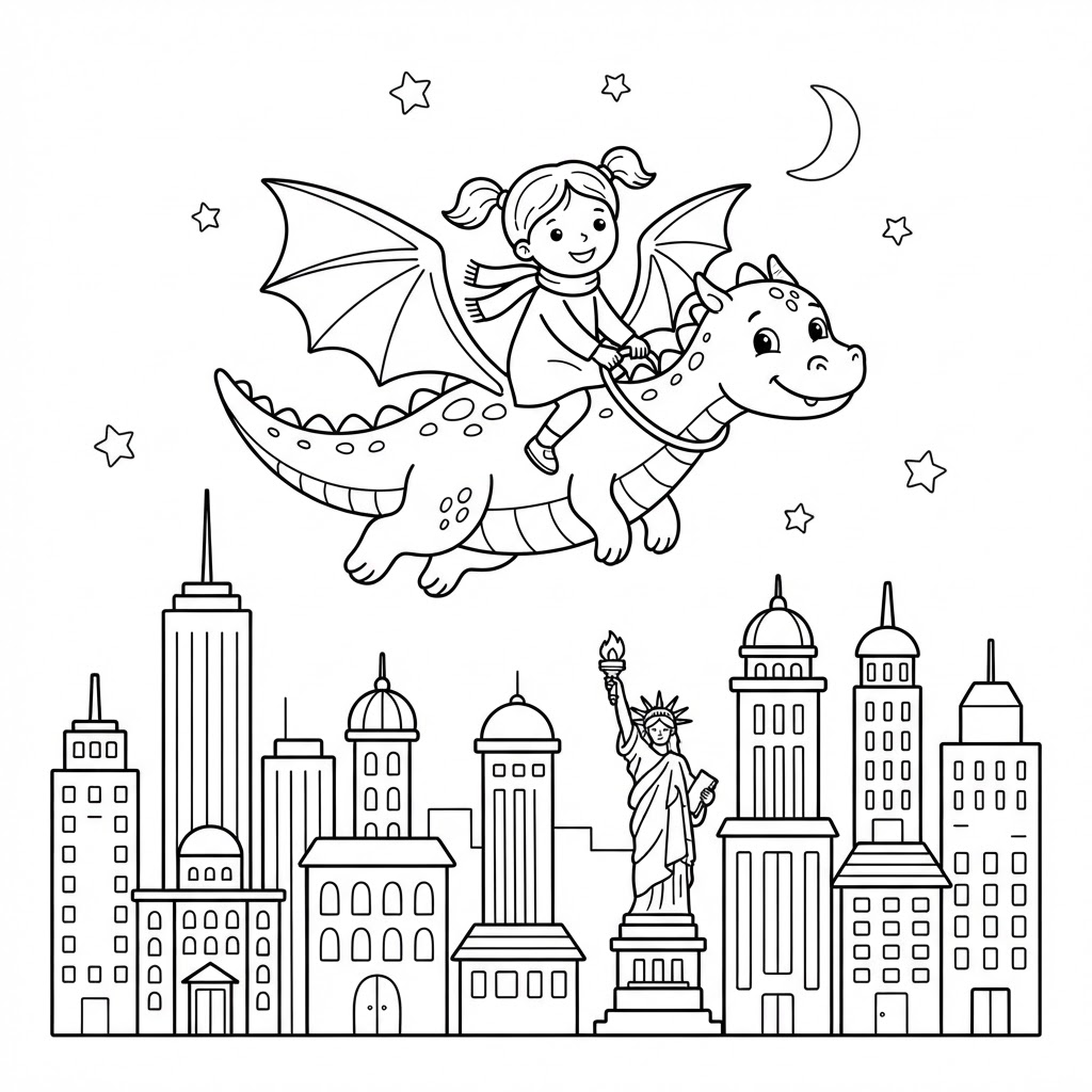 Preview of The Magic of New York Coloring Page