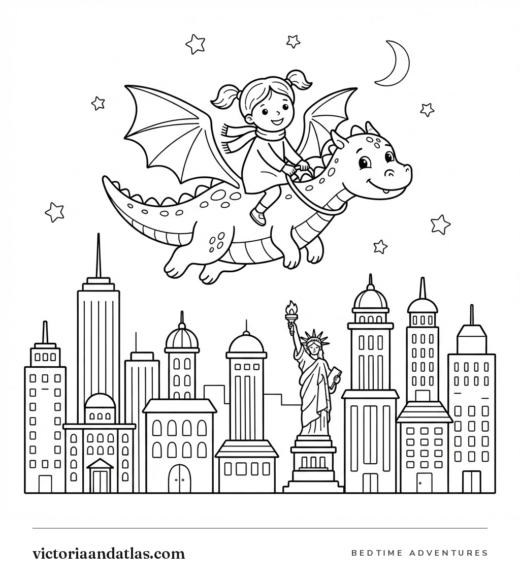 Preview of The Magic of New York Coloring Page