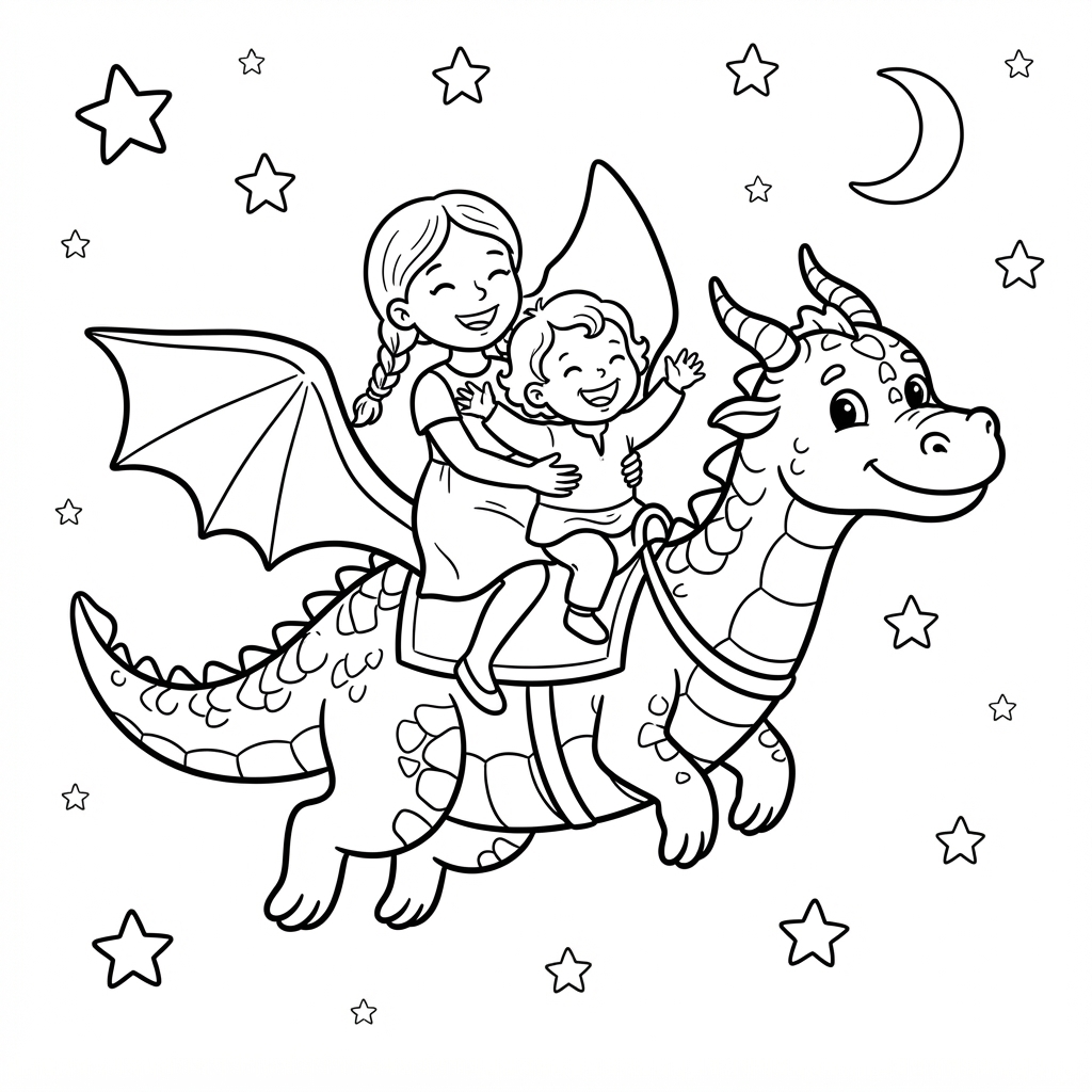 Preview of The Sisters’ Adventure Coloring Page