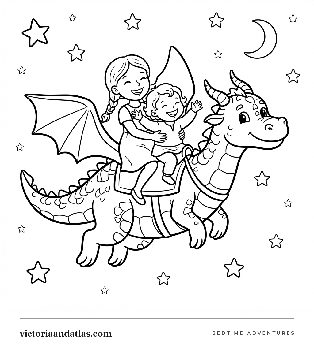 Preview of The Sisters’ Adventure Coloring Page